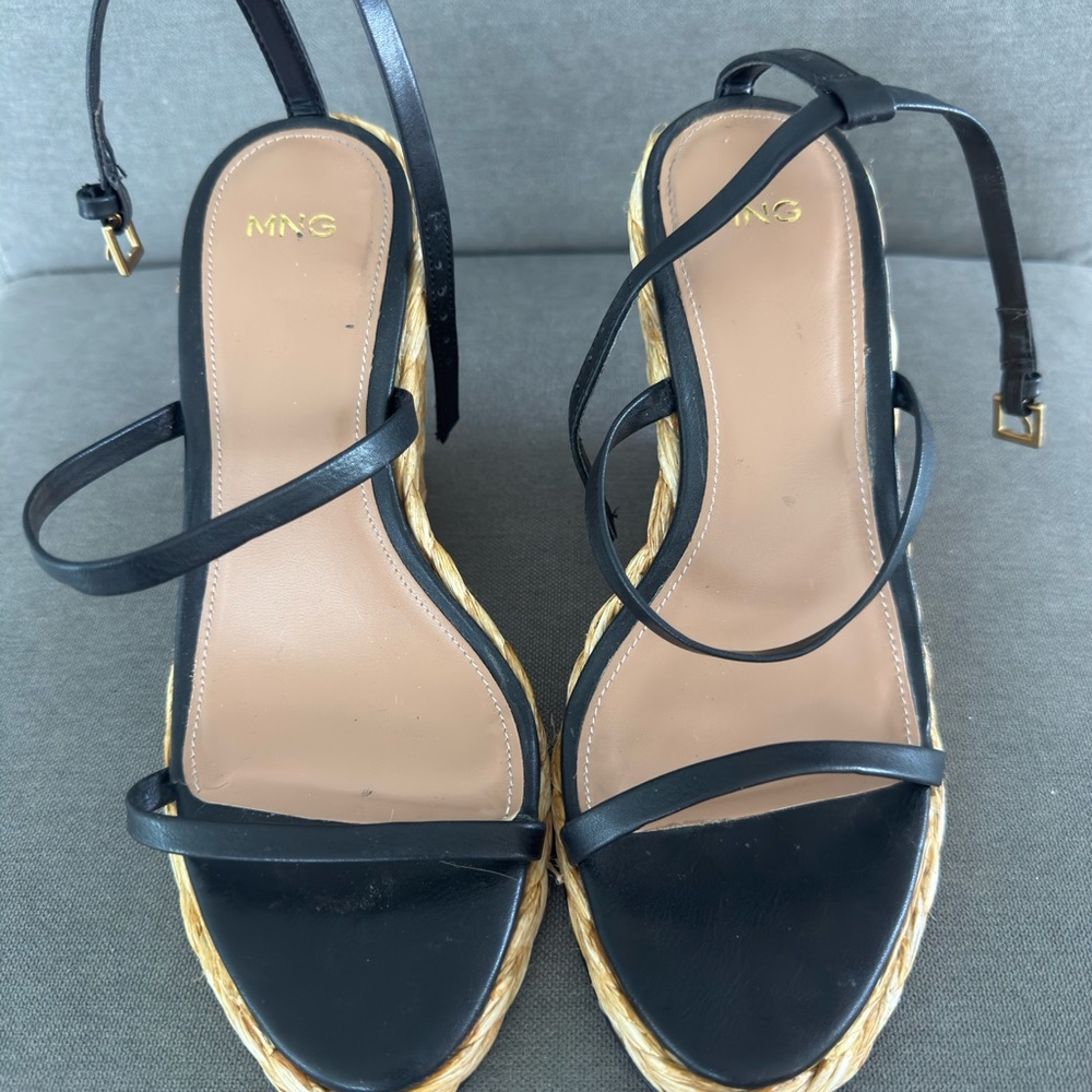 Mango Black Espadrille Sandals